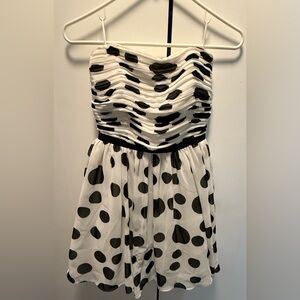 Guess Strapless Black and White Polka Dot Dress